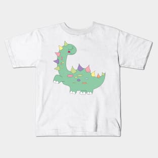 little green dinosaur with colorful dots Kids T-Shirt